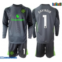 Camisa de Futebol Manchester United Altay Bayindir #1 Goleiro Equipamento Secundário Infantil 2025-26 Manga Comprida (+ Calças curtas)